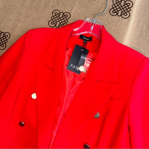 Fate NWT! Women'S Casual Double Breasted Red Blazer Size M - Picture 7 of 16